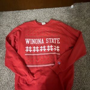 Champion Red Winona State Crewneck Sweater